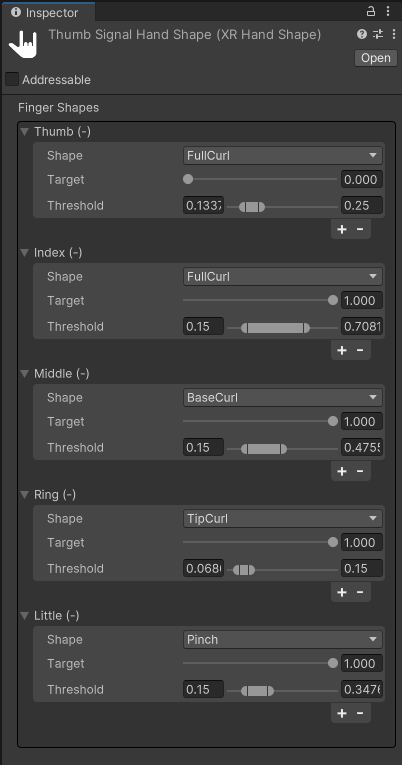 XRHandShape Inspector