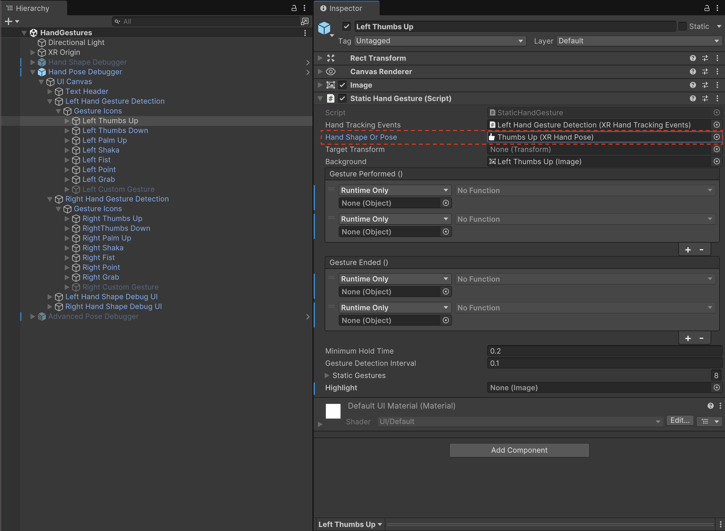 Thumbs Up hand pose prefab