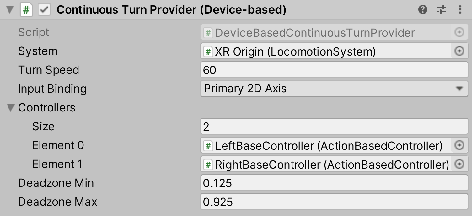 DeviceBasedContinuousTurnProvider component