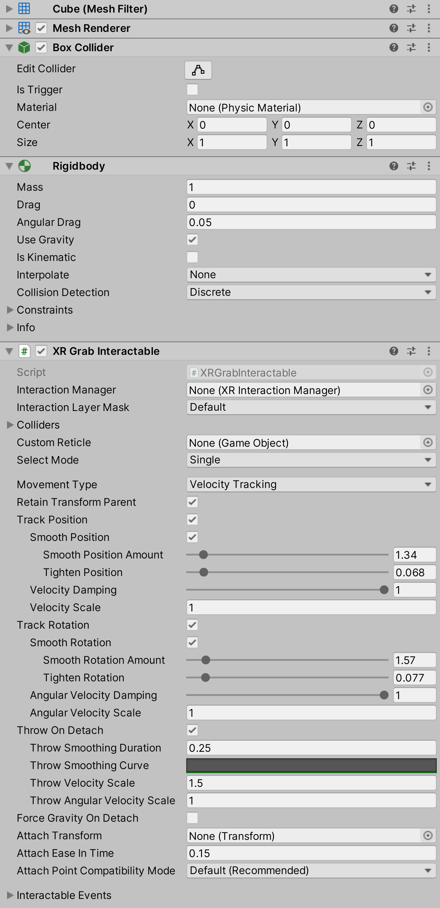 interactable setup