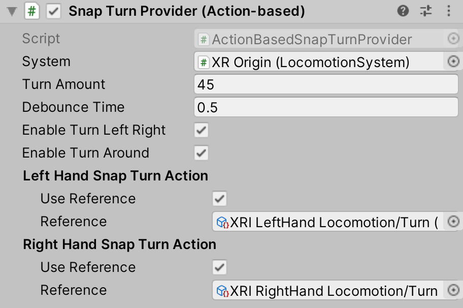 ActionBasedSnapTurnProvider component