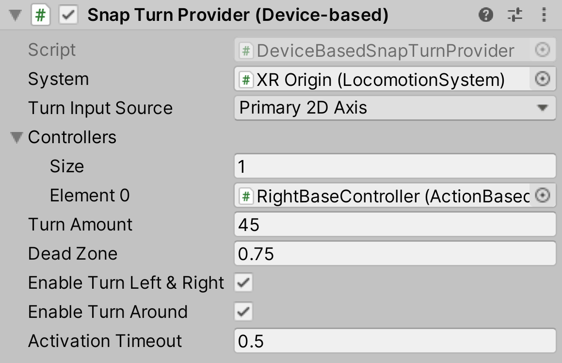 DeviceBasedSnapTurnProvider component