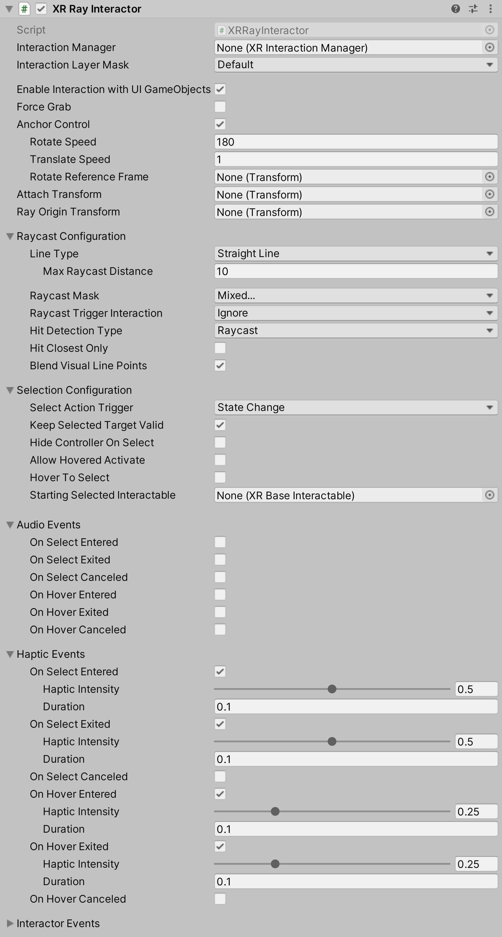 XRRayInteractor component