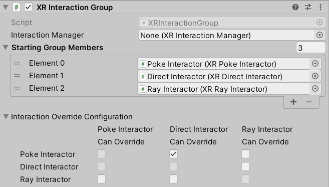 XRInteractionGroup component