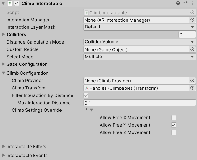 ClimbInteractable component