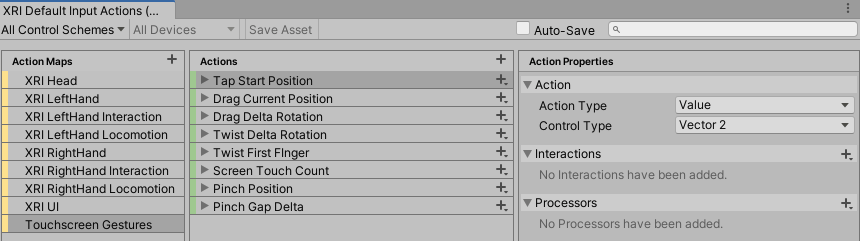 Gesture Input Action Map