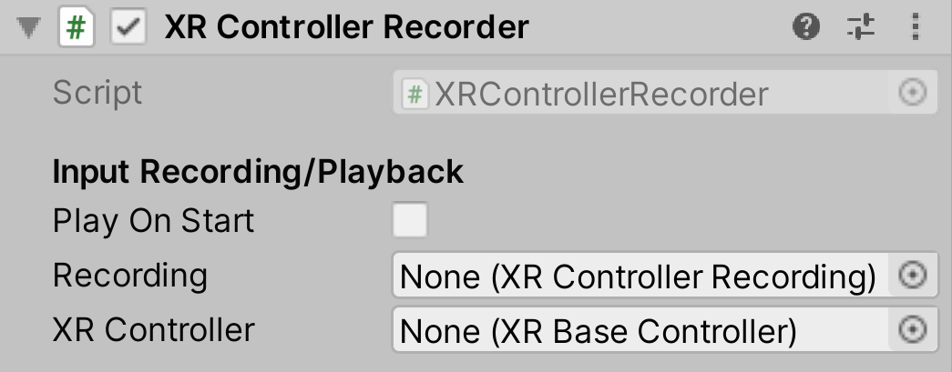 XRControllerRecorder component