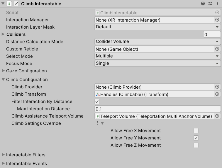 ClimbInteractable component