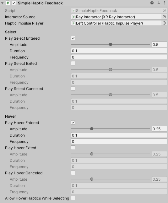 SimpleHapticFeedback component