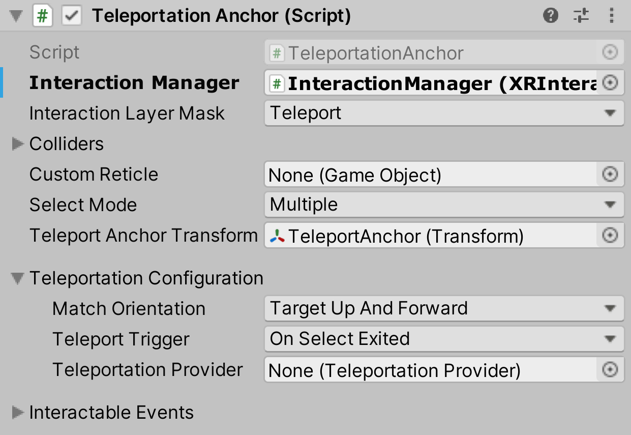 TeleportationAnchor component