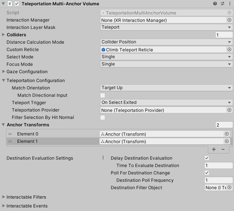 TeleportationMultiAnchorVolume component