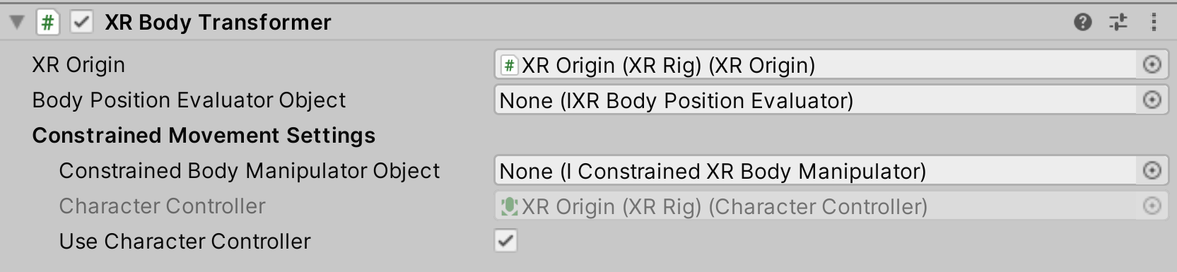 XRBodyTransformer component