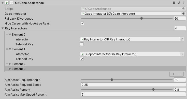 XRGazeAssistance component