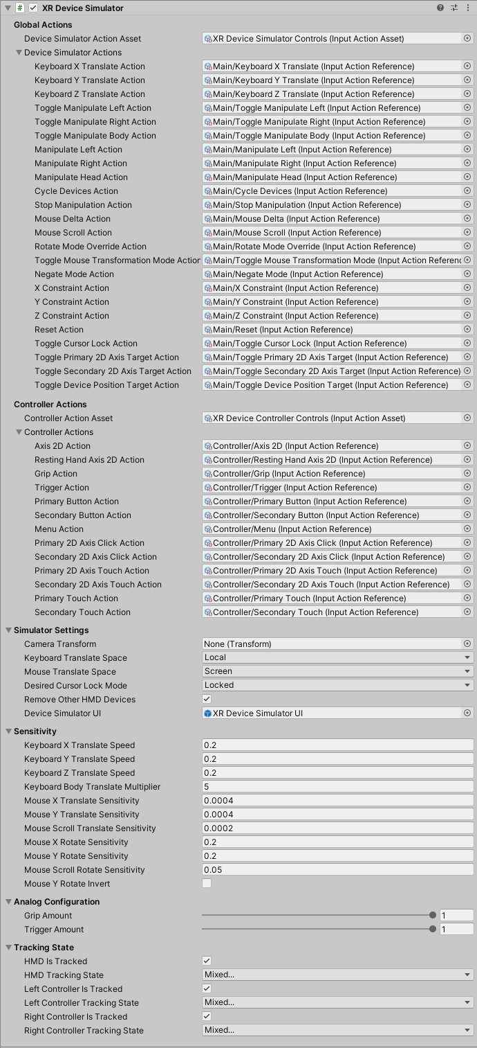 XRDeviceSimulator component