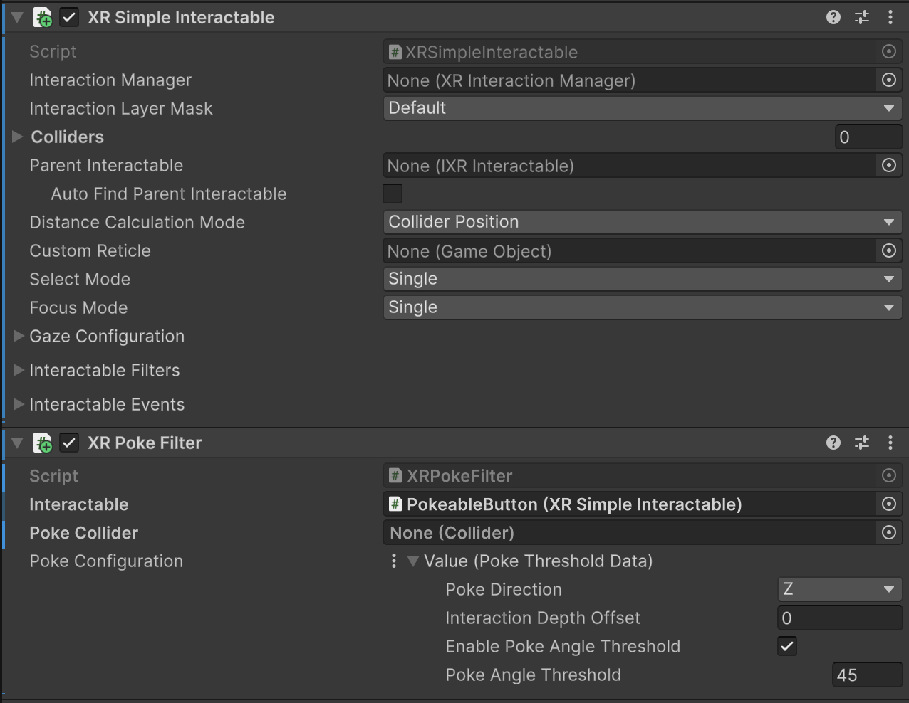 Poke interactable components