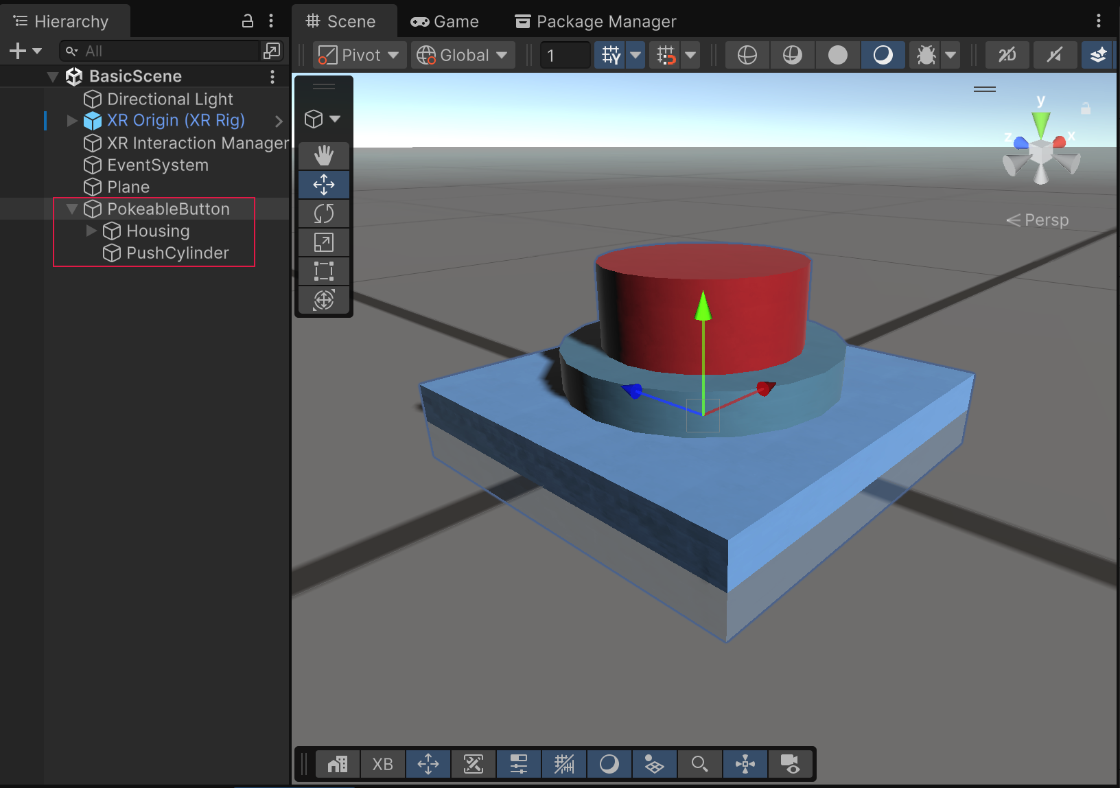 Starting poke interactable button game object