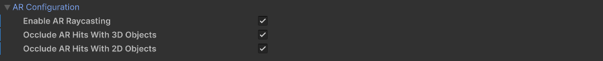 Augmented Reality configuration options