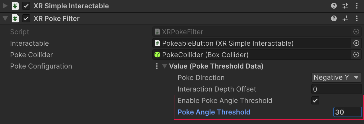 Poke angle threshold property