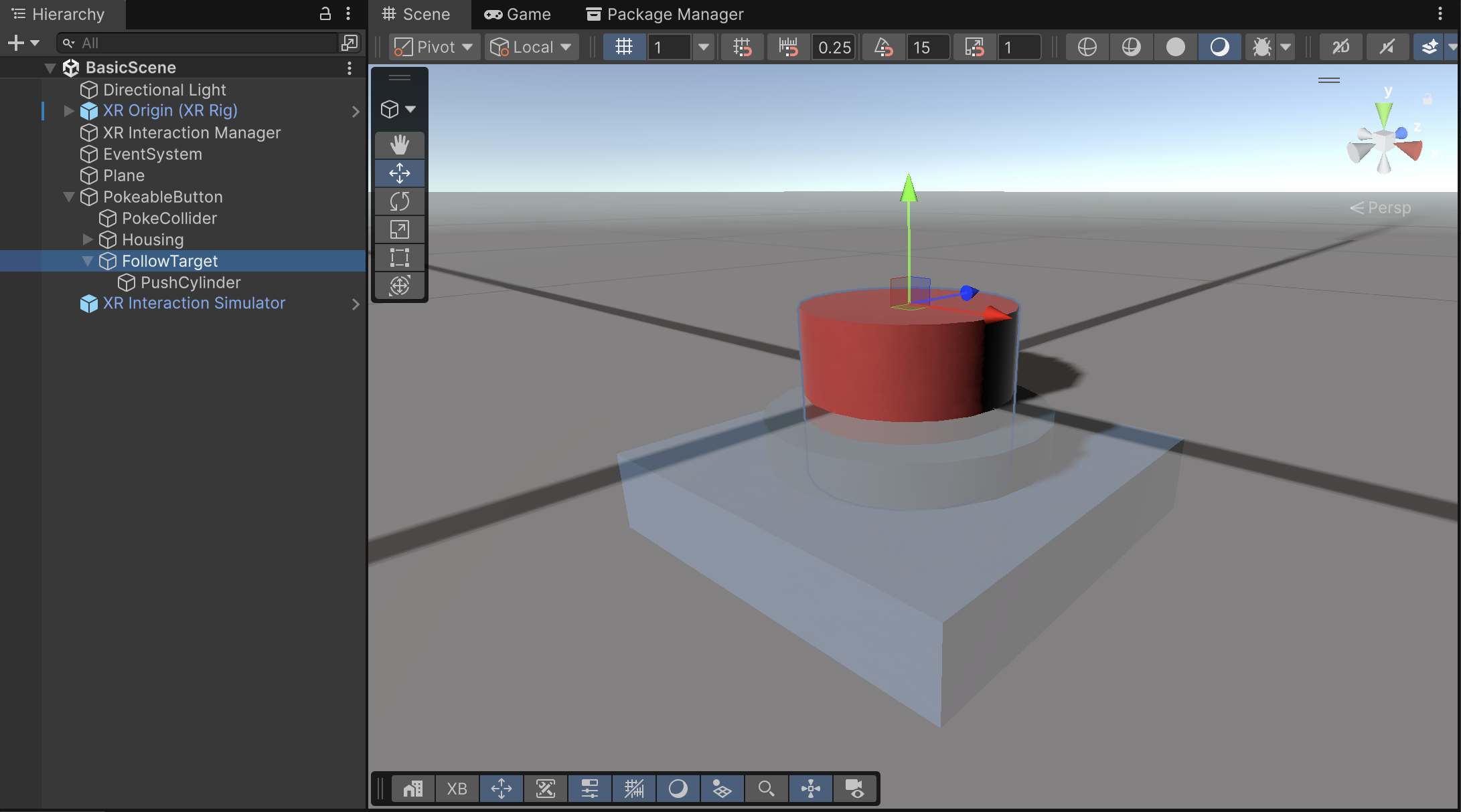 Poke follow transform at push button top