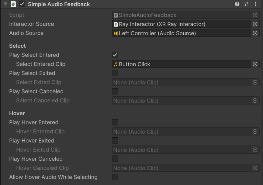 The SimpleAudioFeedback component