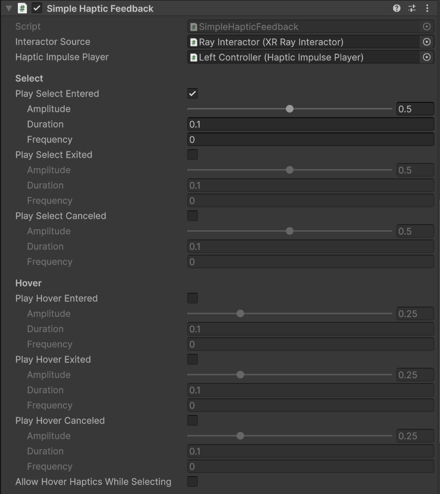 SimpleHapticFeedback component