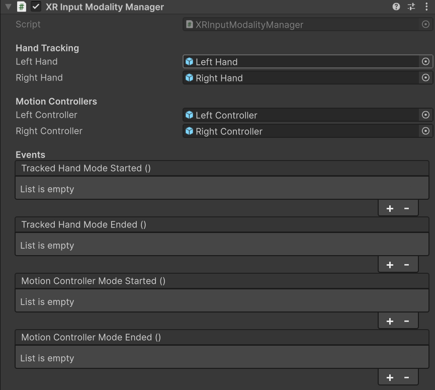 XRInputModalityManager component