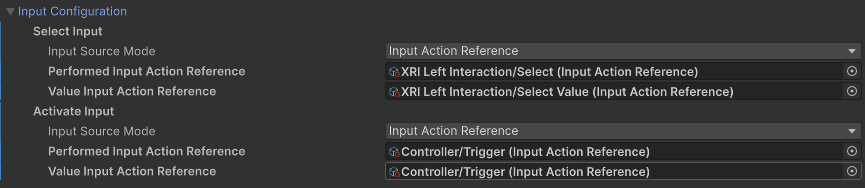 Input configuration options