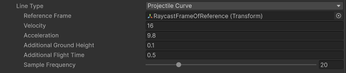 Ray cast projectile curve properties