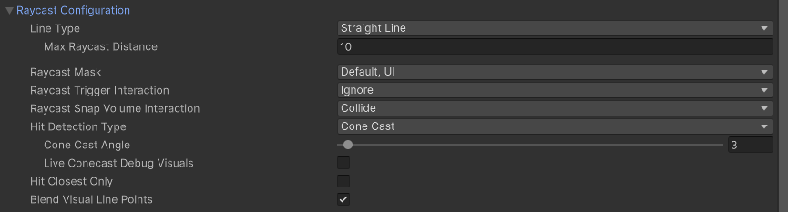 Raycast configuration options