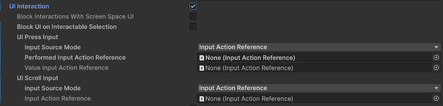 UI interaction options