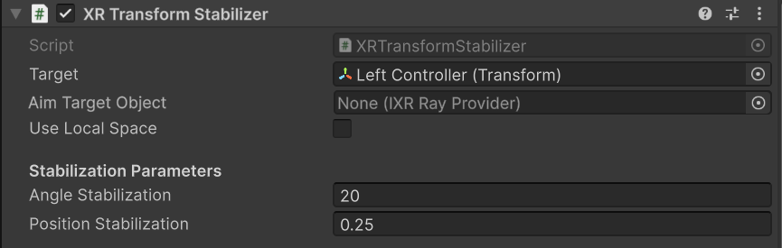 XRTransformStabilizer component