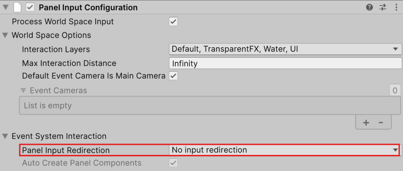 Panel Input Configuration