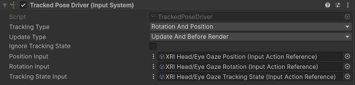 Gaze input setup for OpenXR