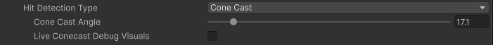 Cone cast hit detection properties
