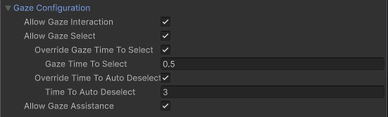 Gaze configuration options