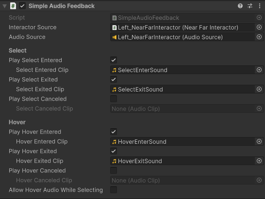 The SimpleAudioFeedback component