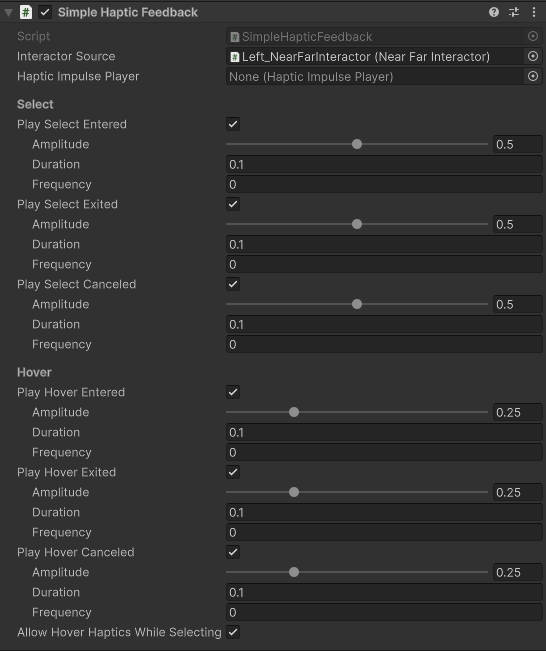 SimpleHapticFeedback component
