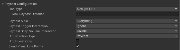 Raycast configuration options