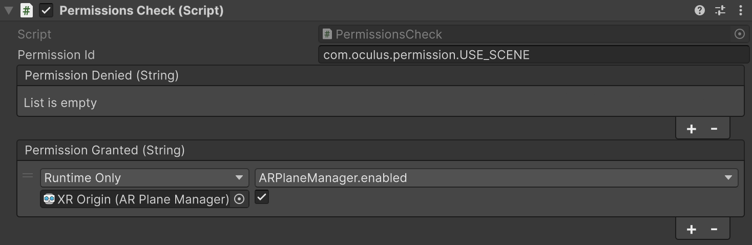 Permissions Check component