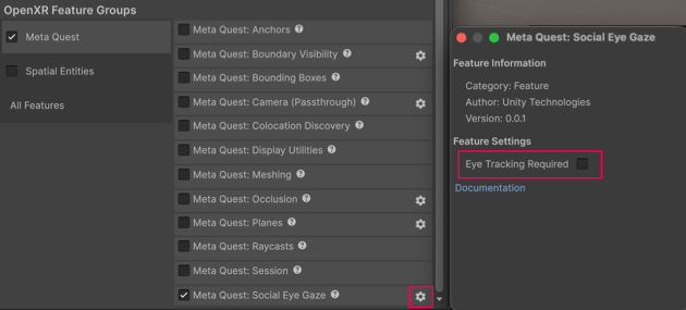 Social Eye Gaze settings in the Unity Editor