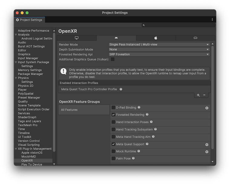 SRP Foveation settings