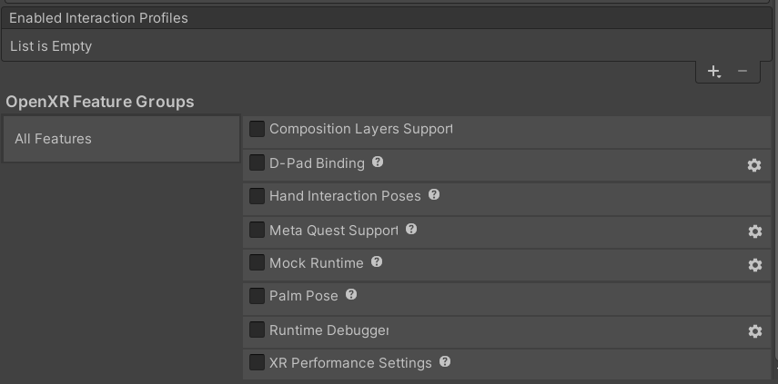 OpenXR features and feature groups