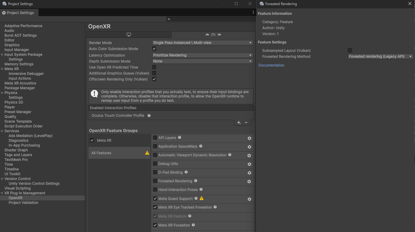 Legacy Foveation settings