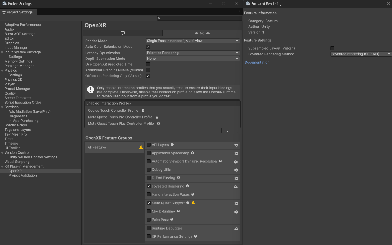 SRP Foveation settings