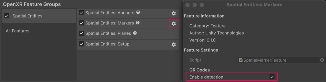 Markers configuration window