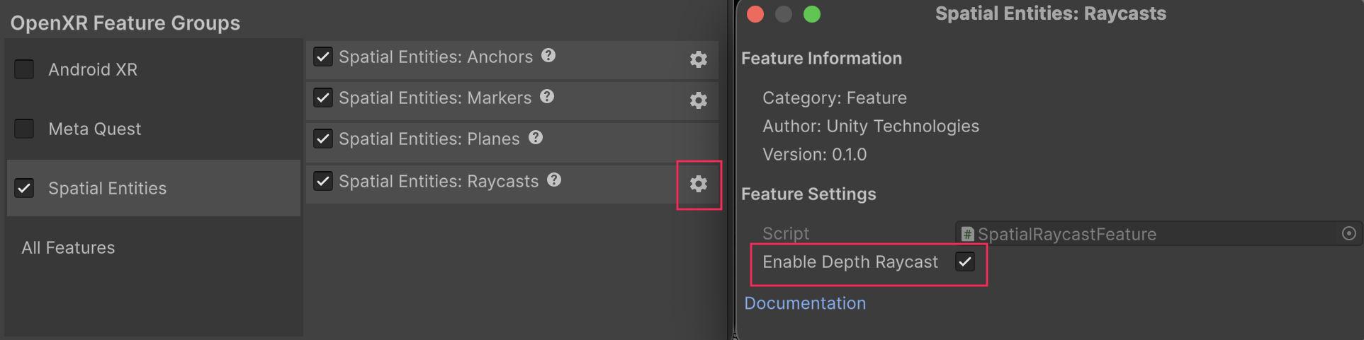 Ray casts configuration window