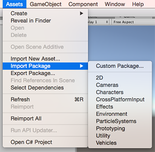 Asset>Import Package menu
