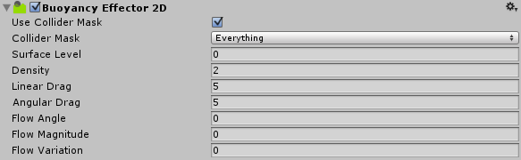 Buoyancy Effector 2D Inspector