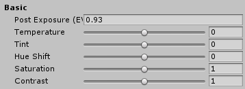 Basic Color Grading（基本颜色分级）UI