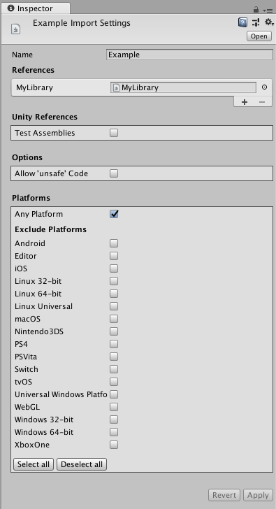 图 2 - Example Import Settings